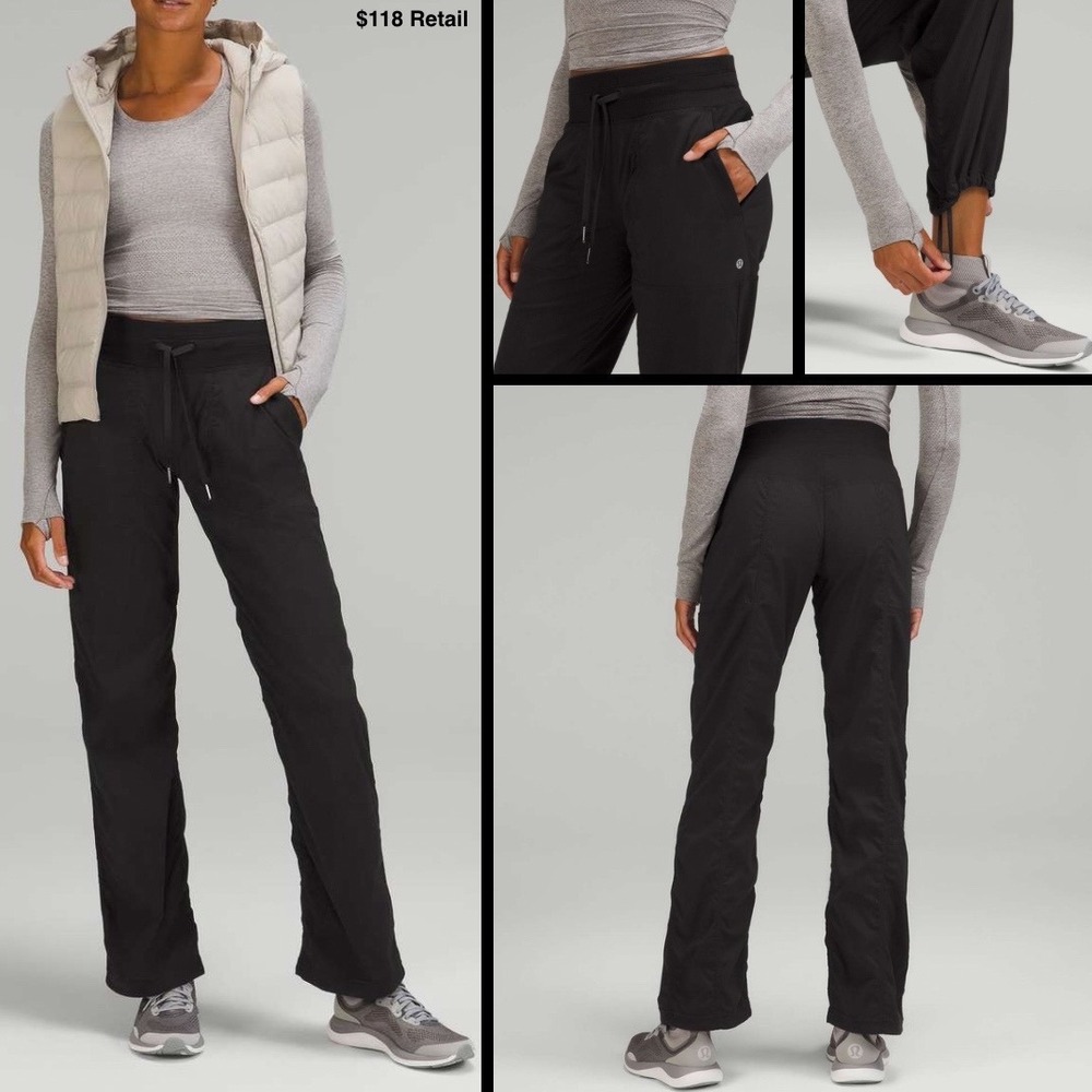 Lululemon Dance Studio Mid-Rise Full Length Pant Size 2 Black Athleisure Stretch